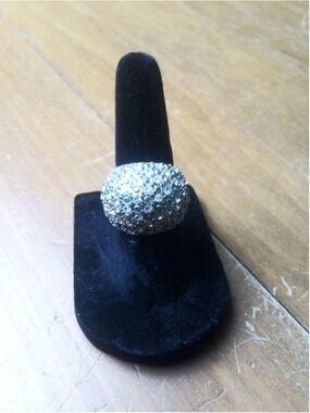 Unbranded Dome Ring Silver Pave Crystal One Size